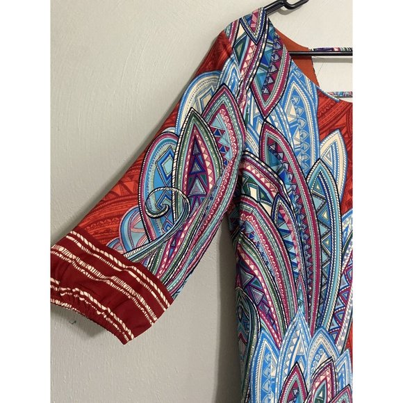 Pink Owl Boho Shift Dress Size Small 3/4 Sleeve Lined - Picture 5 of 8